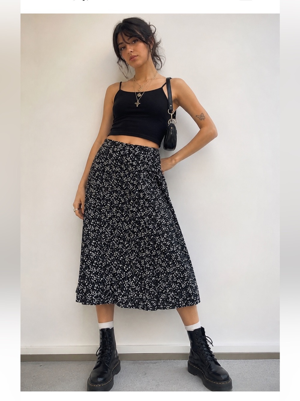 Max Studio Black Floral Midi Skirt – Size Small